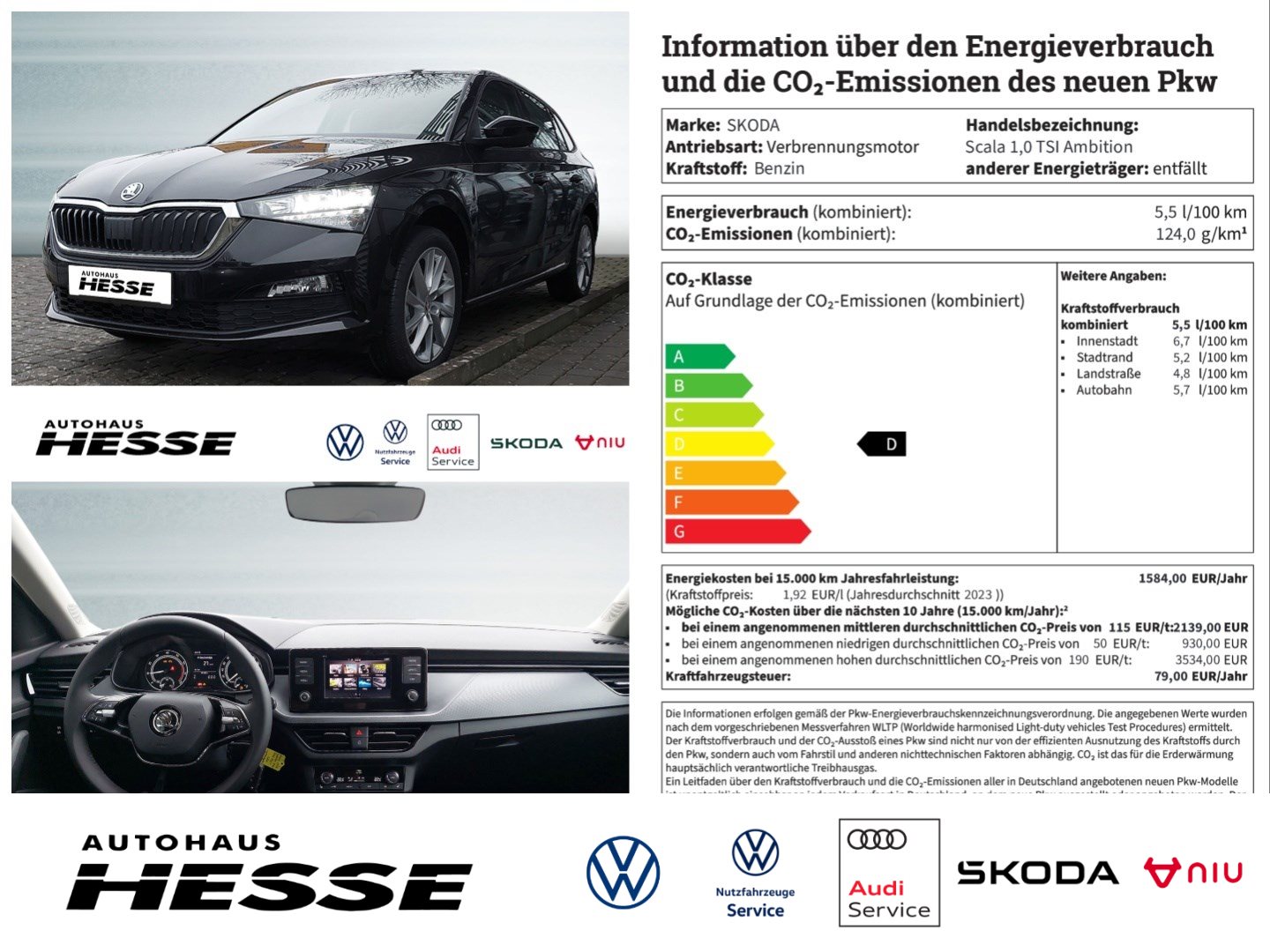 Škoda Scala 1,0 TSI Ambition, 17 Alu, LED, beh. MFL, PDC h., Klima, Bluetooth,Sitzhzg