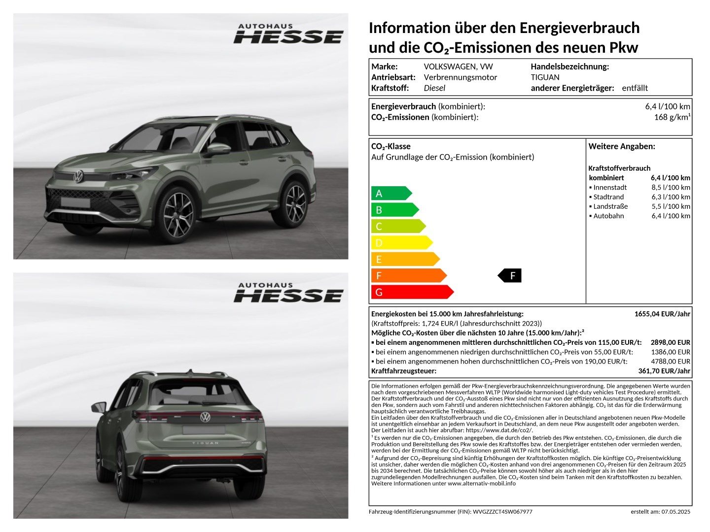 Volkswagen Tiguan R-Line 2,0 l TDI SCR 4MOTION 142 kW (193 PS) 7-Gang-Doppelkupplungsgetriebe DSG