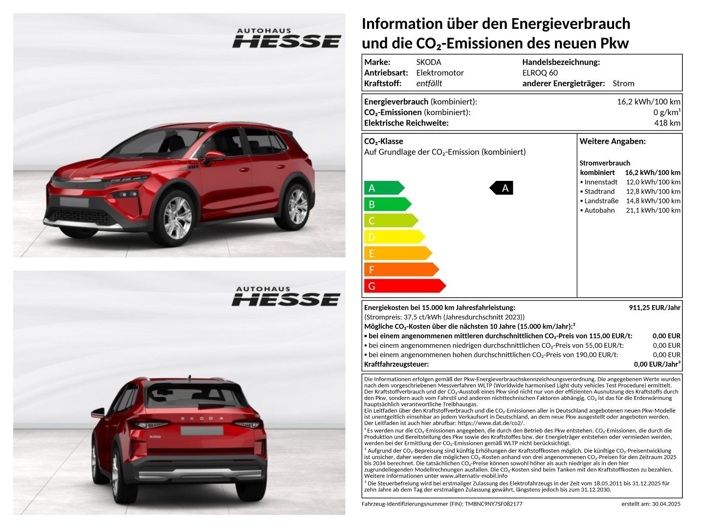 Škoda Elroq 60 Sportline 63 kWh 150 kW 1-G Automatik, Navi, ACC, LED, Anhängerkupplung