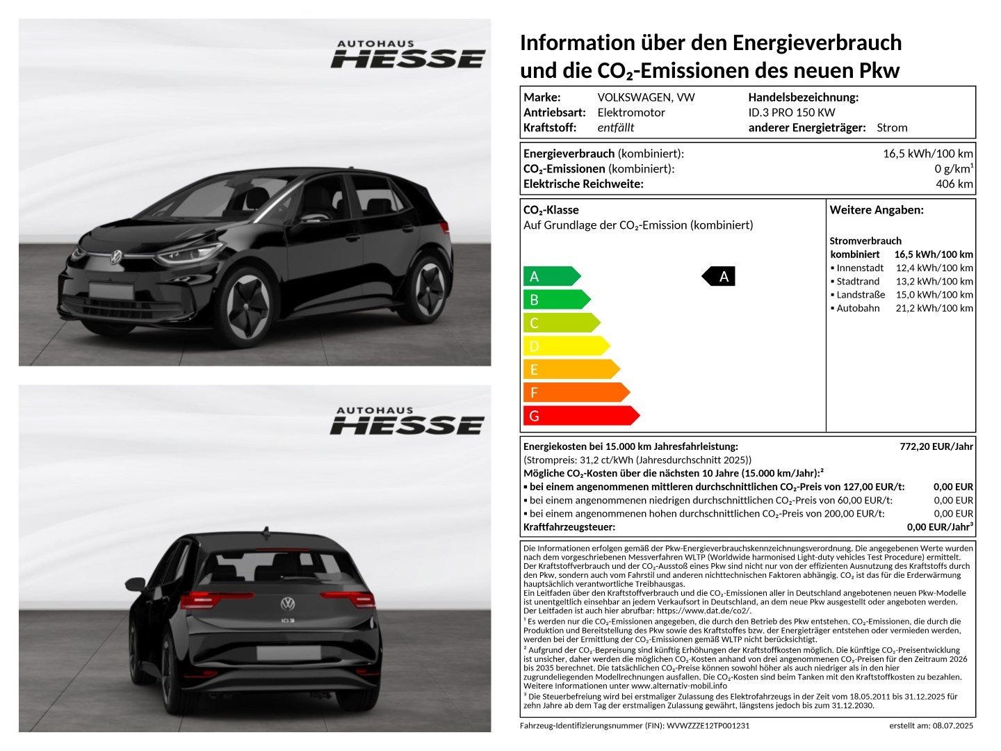 Volkswagen ID.3 Pro GOAL 150 kW (204 PS) 59 kWh 1-Gang-Automatik