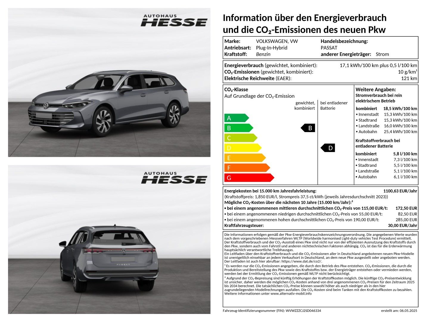 Volkswagen Passat R-Line 1,5 l eHybrid OPF 130 kW (177 PS) / 85 KW (115 PS) 6-Gang-Doppelkupplungsgetriebe DSG
