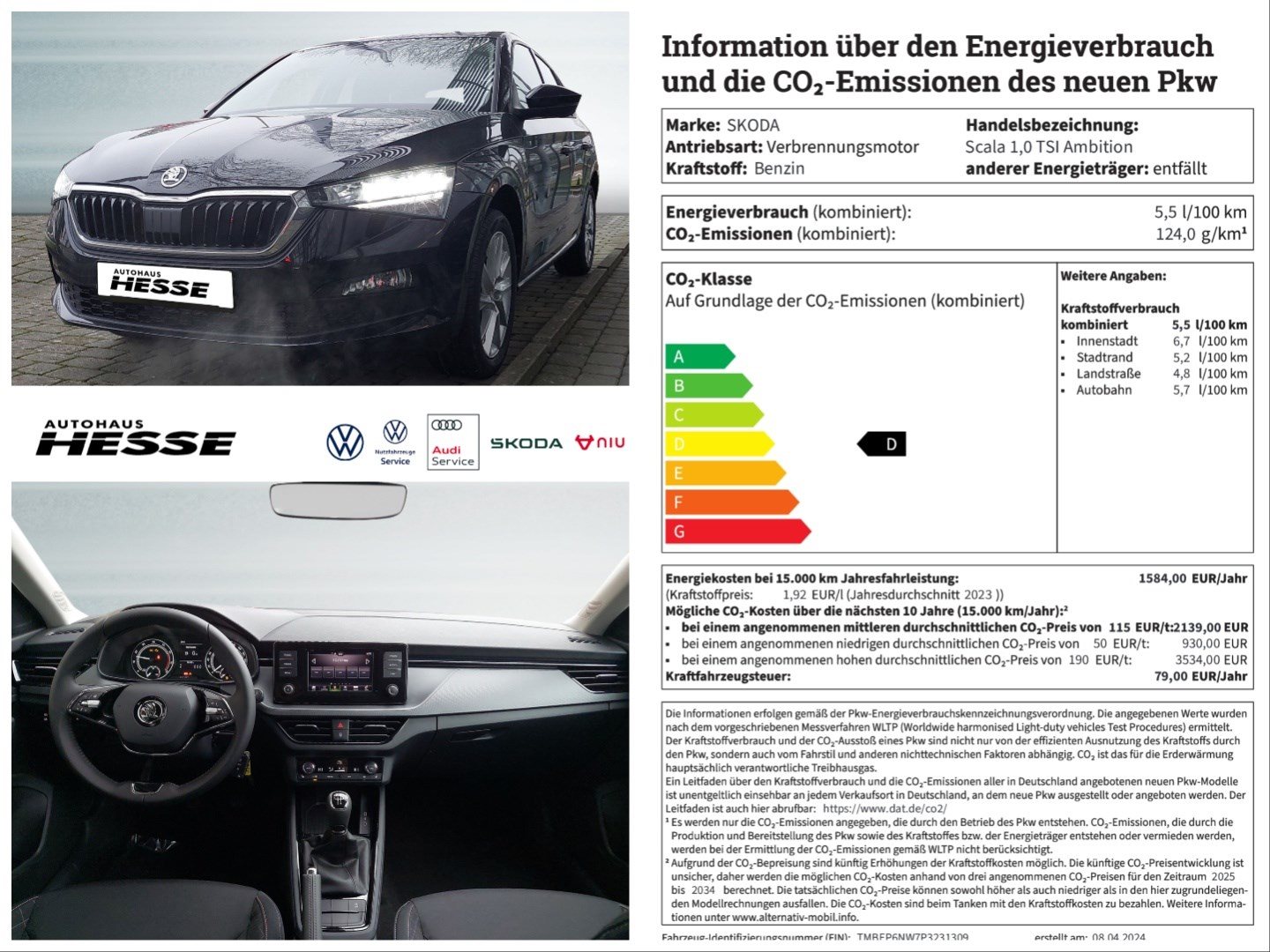 Škoda Scala 1,0 TSI Ambition, 17  Alu, LED, beh. MFL, PDC h., Bluetooth, Klima