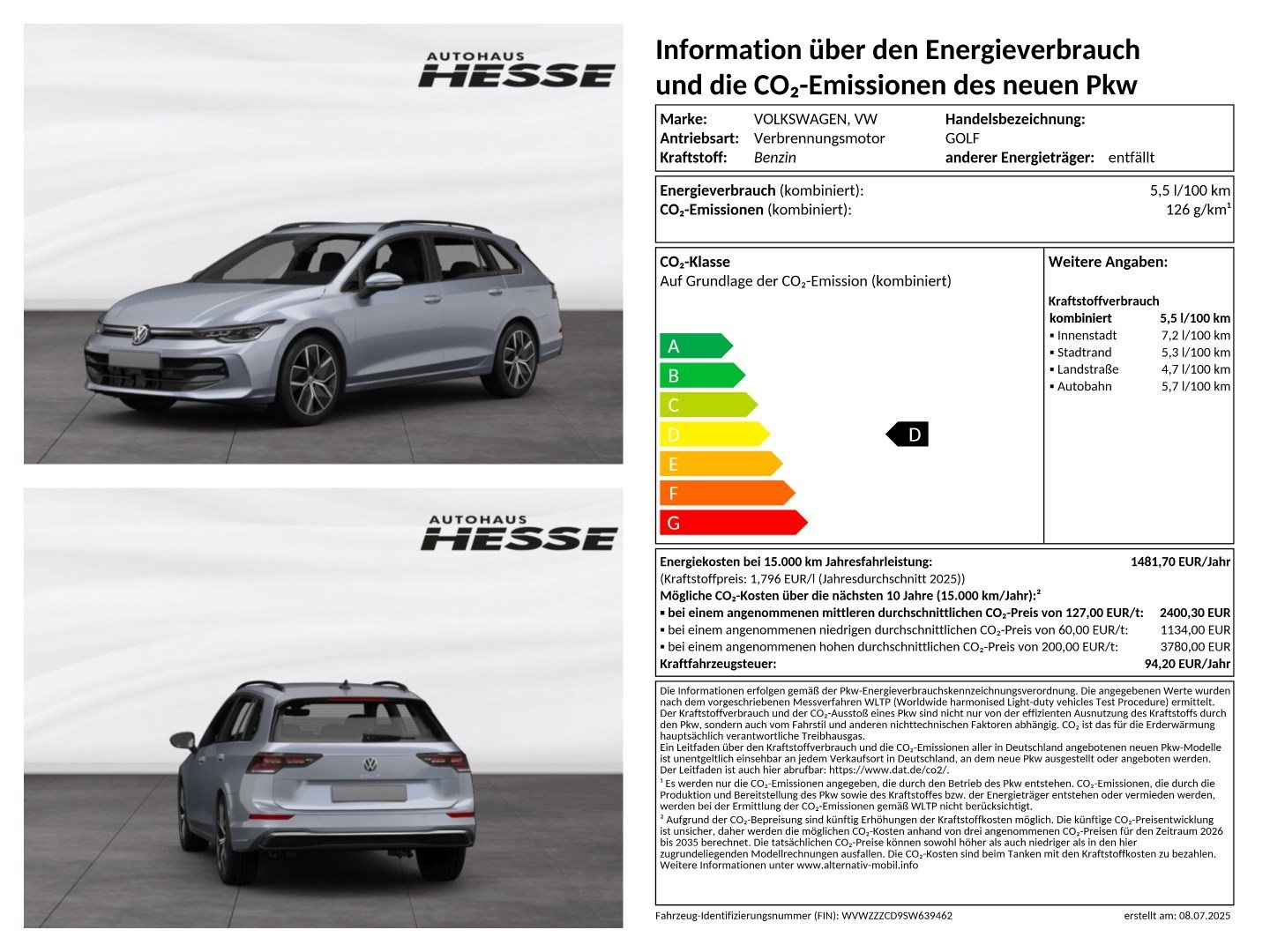 Volkswagen Golf Variant R-Line 1,5 l eTSI OPF 110 kW (150 PS) 7-Gang-Doppelkupplungsgetriebe DSG