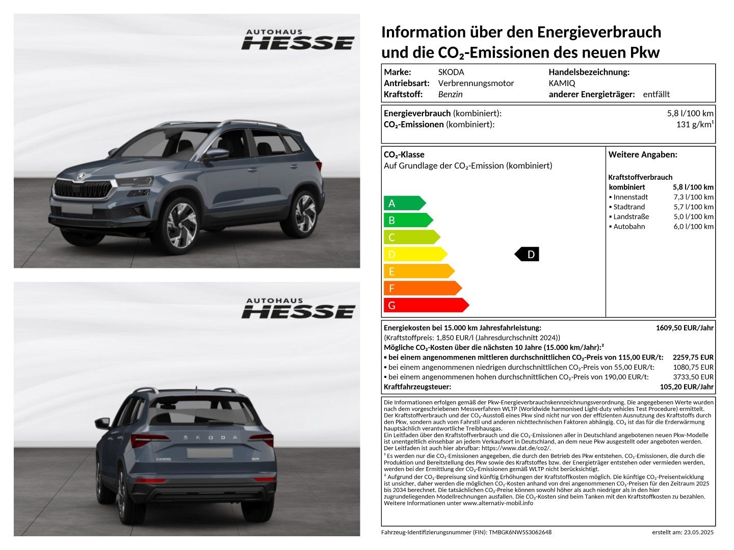 Škoda Kamiq 1.5 TSI Tour DSG, 18 Alu, AHK, Matrix, Navi, Kamera, Sitzhzg. v, ACC, MFL