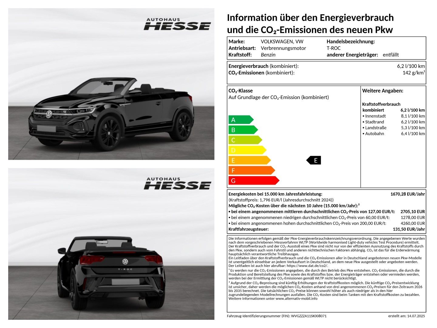 Volkswagen T-Roc Cabriolet GOAL 1.5 l TSI OPF 110 kW (150 PS) 7-Gang-Doppelkupplungsgetriebe DSG