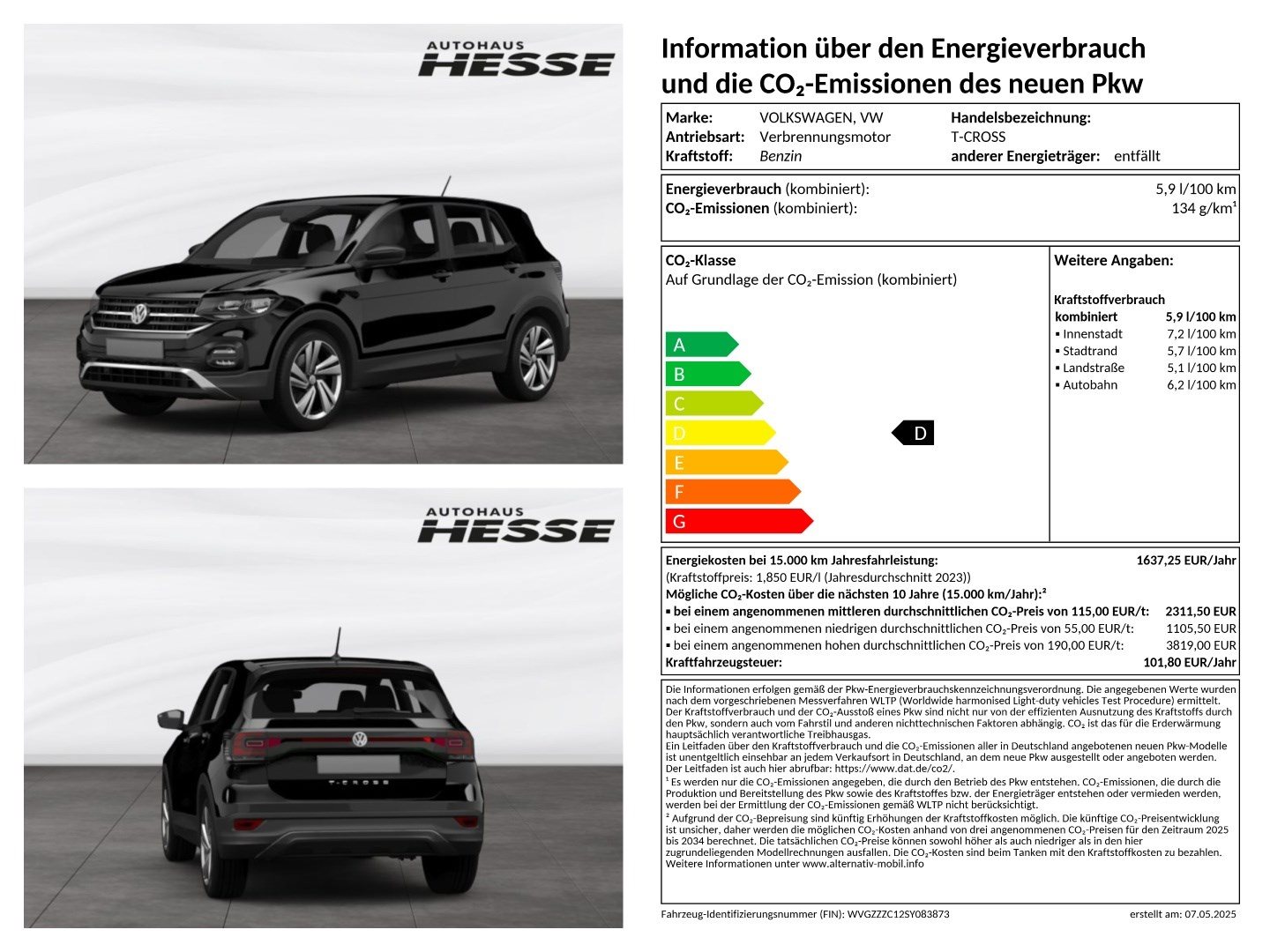 Volkswagen T-Cross Life 1.0 l TSI OPF 85 kW (116 PS) 7-Gang-Doppelkupplungsgetriebe DSG