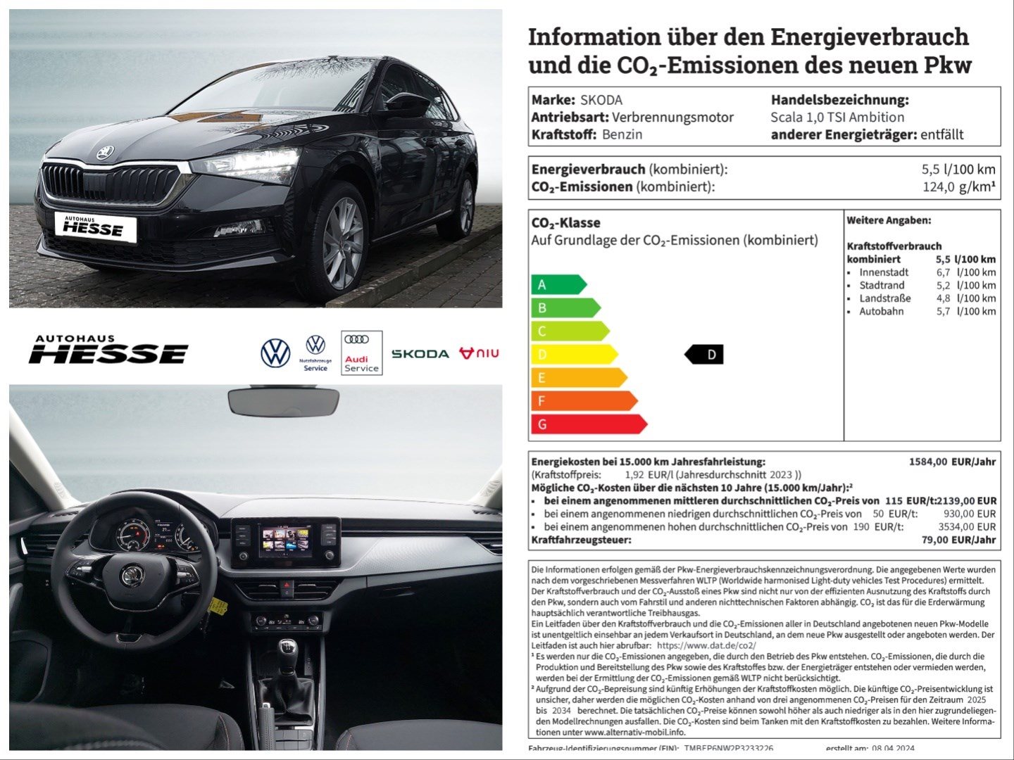 Škoda Scala 1,0 TSI Ambition, 17  Alu, LED, beh. MFL, PDC h., Klima, Bluetooth,Sitzhzg