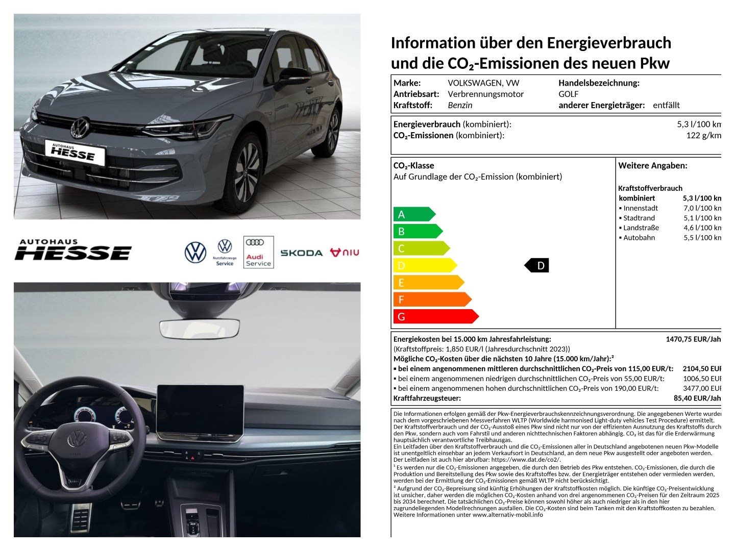 Volkswagen Golf GOAL 1,5 l eTSI OPF 110 kW (150 PS) 7-Gang-Doppelkupplungsgetriebe DSG